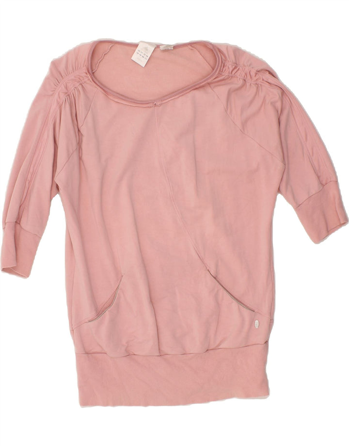 ADIDAS Womens Longline 3/4 Sleeve Blouse Top UK 12 Medium Pink Vintage Adidas and Second-Hand Adidas from Messina Hembry 