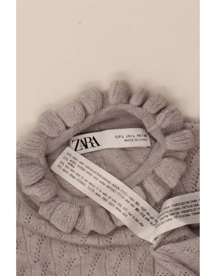 Pulover cu gât țestoasă pentru femei ZARA UK 14 mare nailon violet