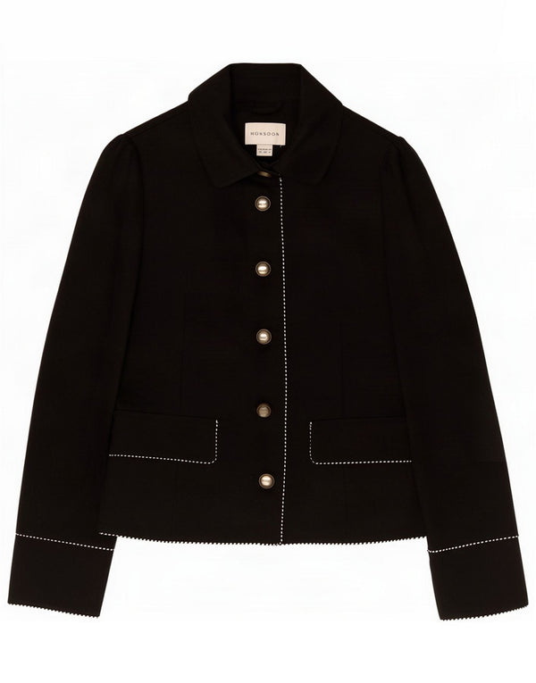 Monsoon Sacou blazer pentru femei cu 5 nasturi UK 10 Small Black Bumbac