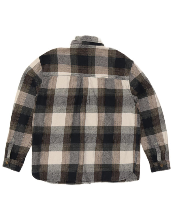 Cămașă de flanel supradimensionată pentru femei Fat Face UK 10, bumbac cu carouri gri mic