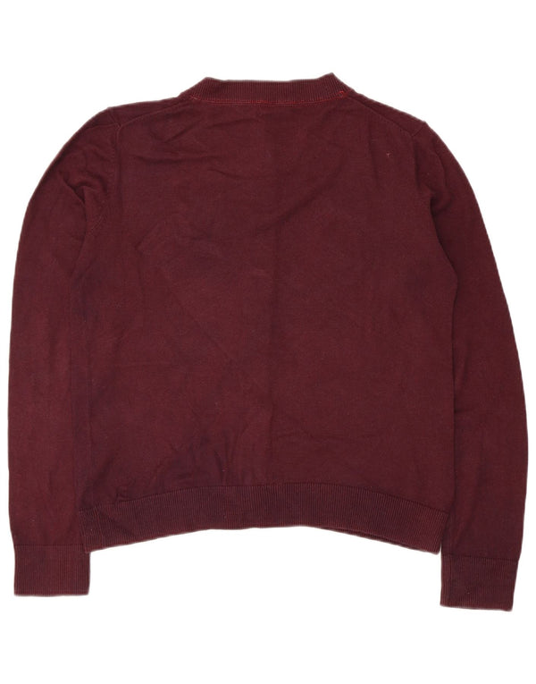 Crew Clothing Pulover cardigan pentru femei UK 10 Small Burgundy Viscose