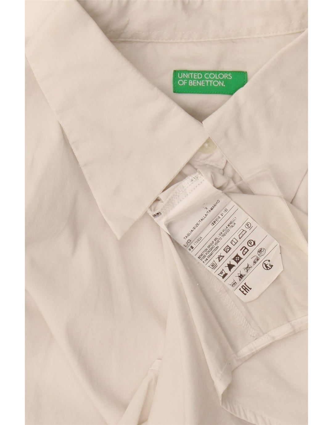 Cămașă Benetton pentru femei UK 16, mare, alb, bumbac