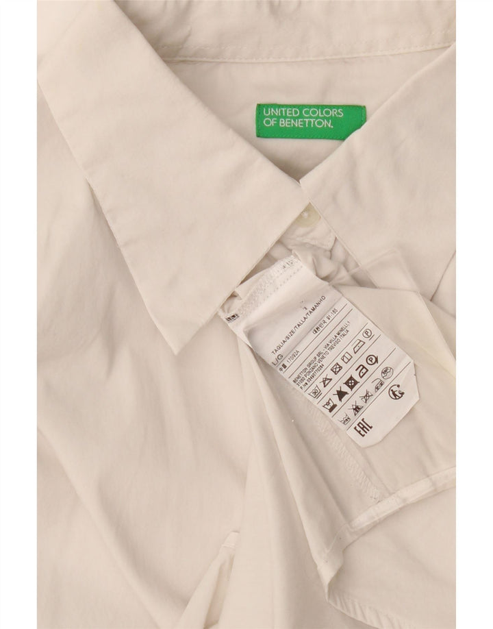 Cămașă Benetton pentru femei UK 16, mare, alb, bumbac