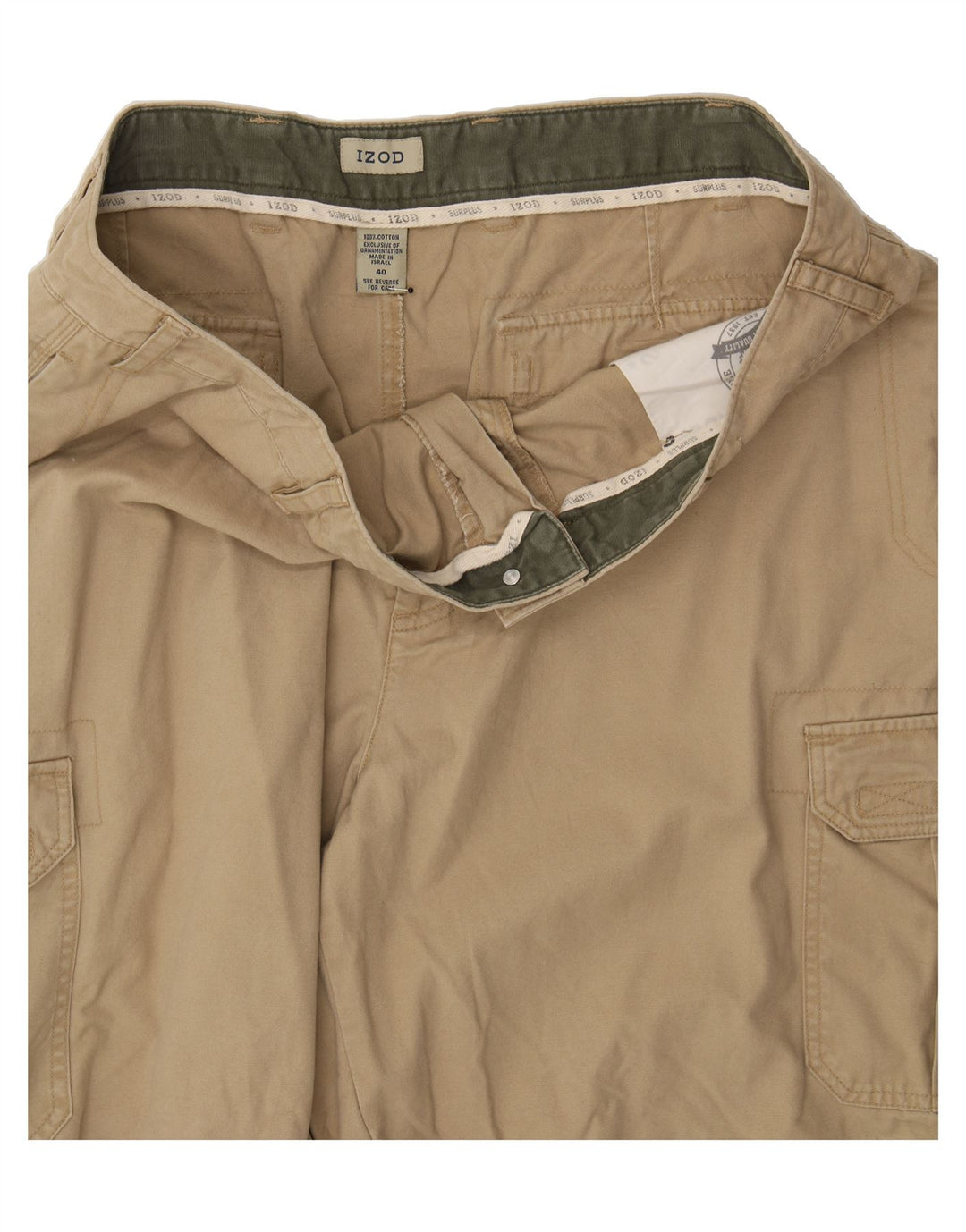 IZOD Mens Cargo Shorts W40 XL Beige Cotton Vintage Izod and Second-Hand Izod from Messina Hembry 