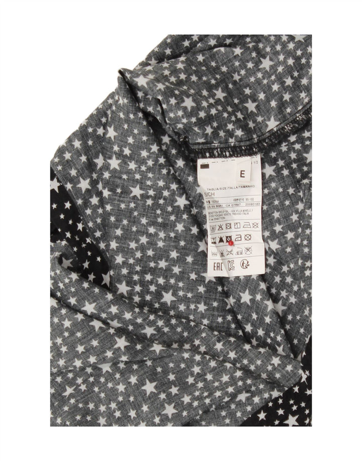 Cămașă Benetton pentru femei, cu model abstract, în formă largi, UK 10, bumbac negru mic