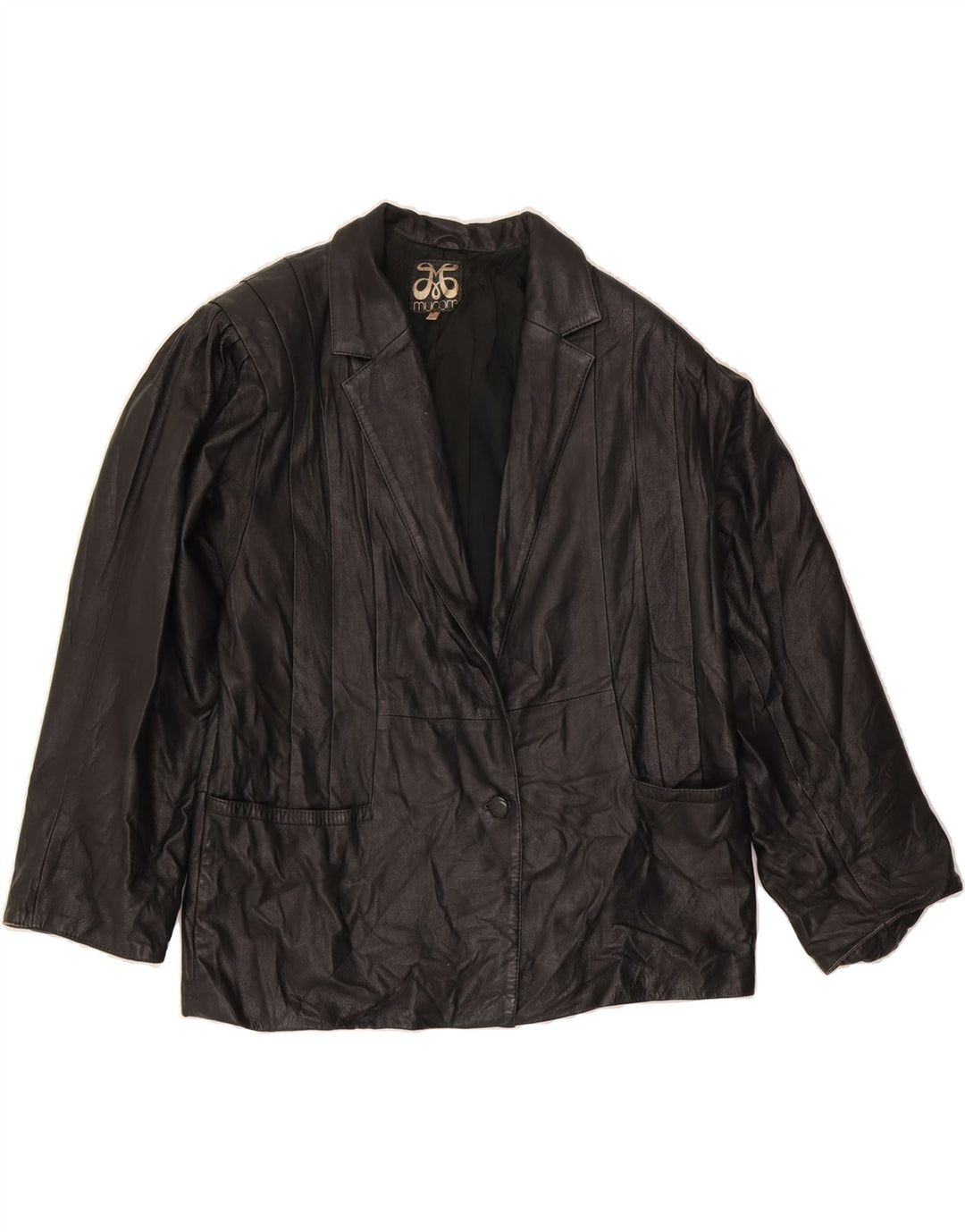 VINTAGE Womens Leather 1 Button Blazer Jacket EU 38 Medium Black Vintage Vintage and Second-Hand Vintage from Messina Hembry 