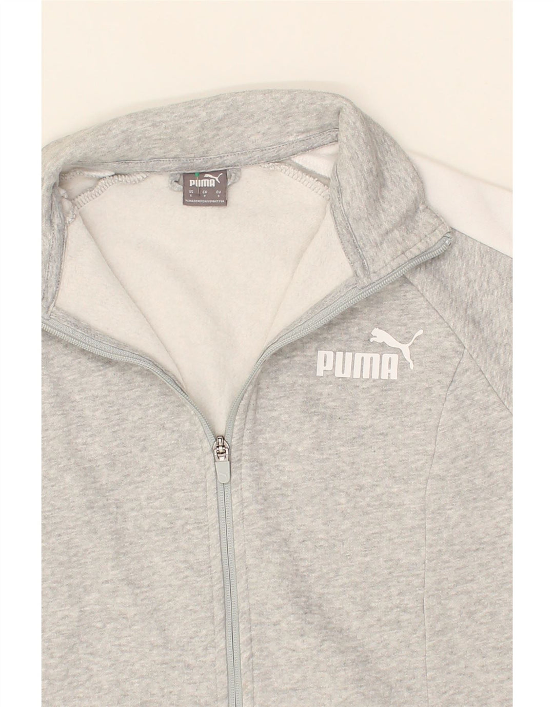 PUMA Womens Tracksuit Top Jacket UK 10 Small Grey Colourblock Cotton Vintage Puma and Second-Hand Puma from Messina Hembry 