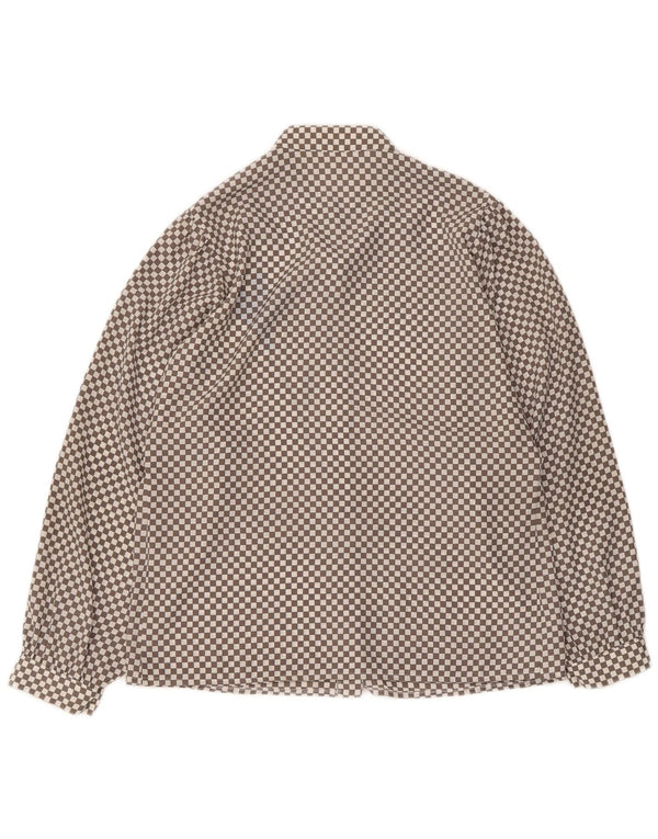 Bluză de cămașă vintage pentru femei UK 16 mare, gri, geometric, poliester