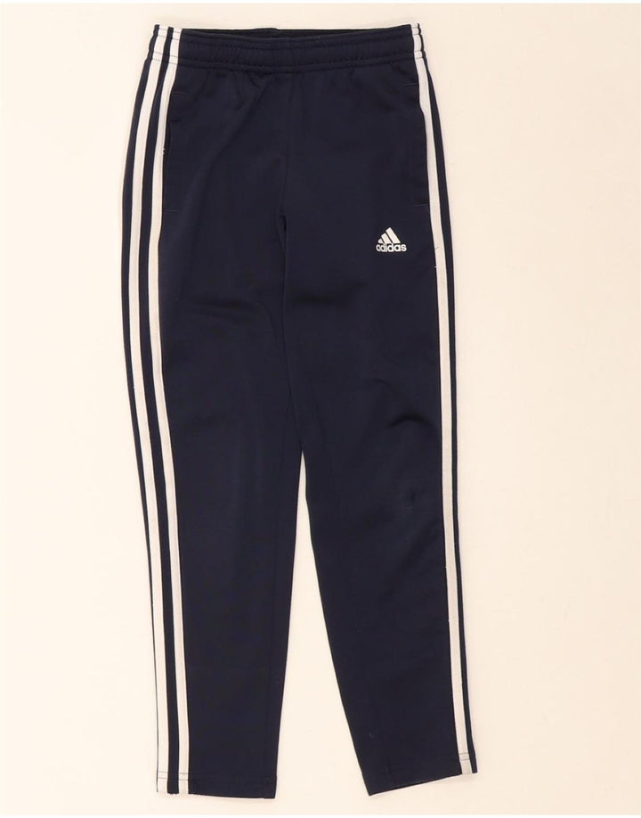 ADIDAS Boys Tracksuit Trousers 7-8 Years Navy Blue Polyester