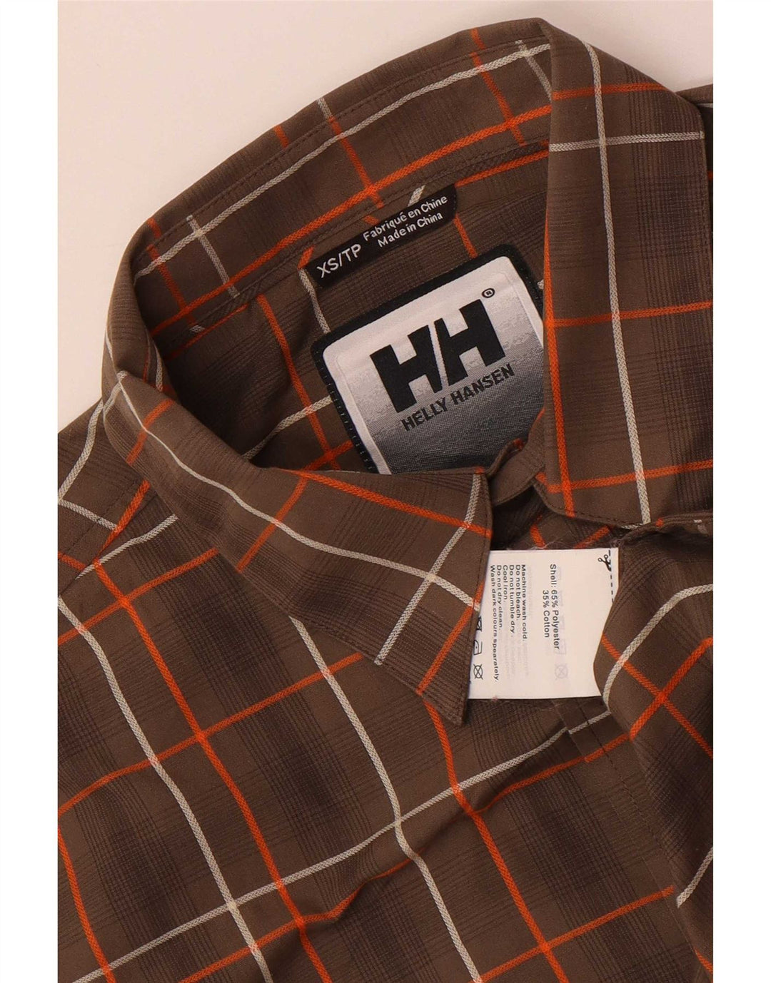 Cămașă cu mânecă scurtă pentru bărbați Helly Hansen XS poliester cu carouri maro