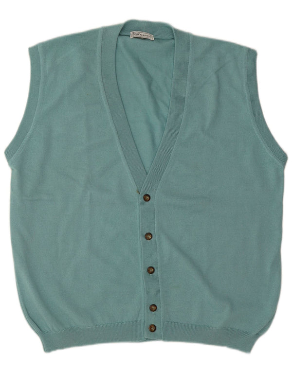 Cardigan Vintage fără mâneci pentru bărbați, XL, lână turcoaz