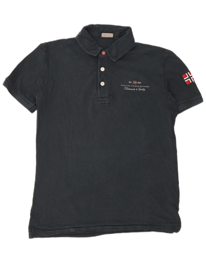 NAPAPIJRI Tricou polo cu grafică pentru bărbați, mare, albastru, bumbac