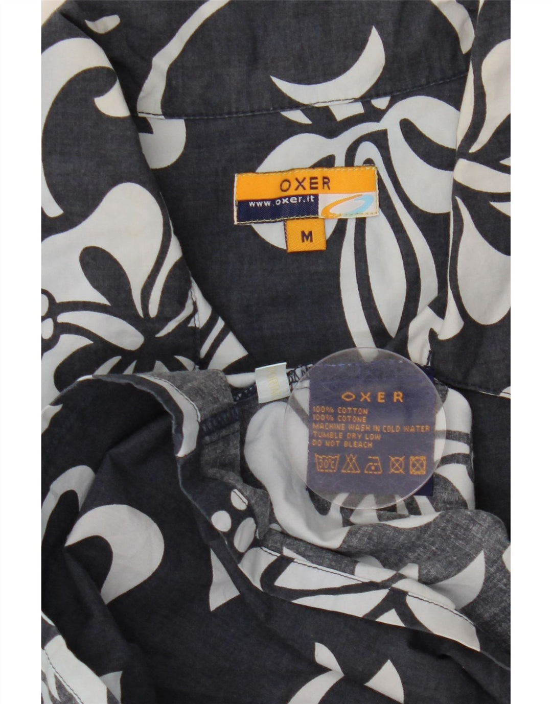 Cămașă cu mânecă scurtă pentru bărbați OXER, bumbac floral, negru mediu