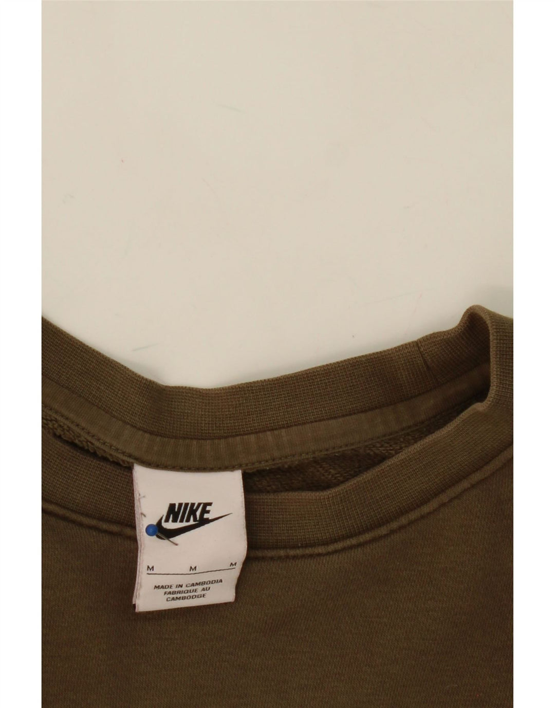 NIKE Mens Graphic Sweatshirt Jumper Medium Khaki Colourblock Cotton Vintage Nike and Second-Hand Nike from Messina Hembry 