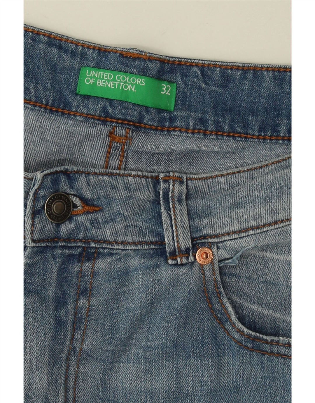 Pantaloni scurți din denim pentru bărbați BENETTON W32 Medium Blue