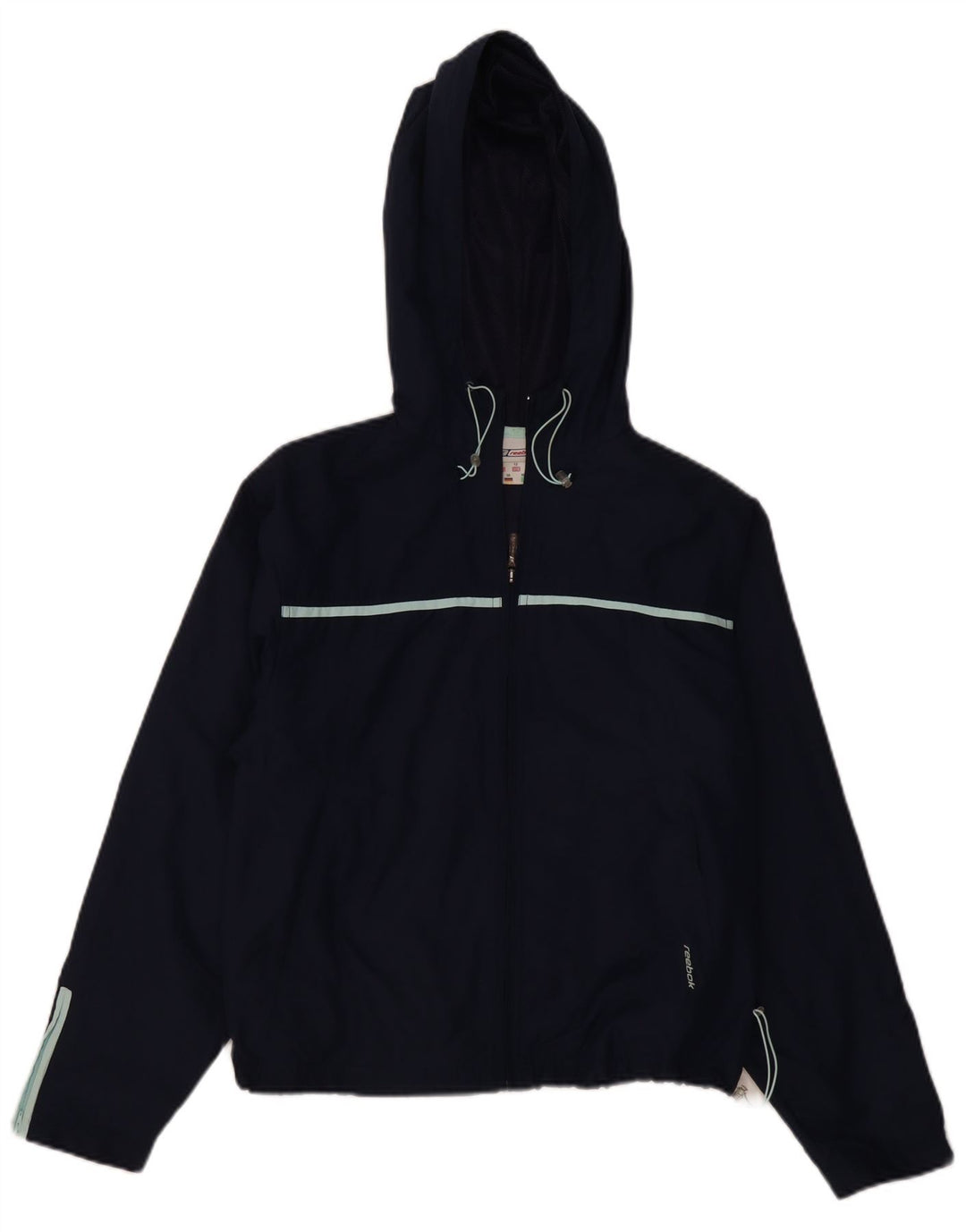 Jachetă de ploaie cu glugă Reebok pentru femei UK 14 Medium bleumarin poliester