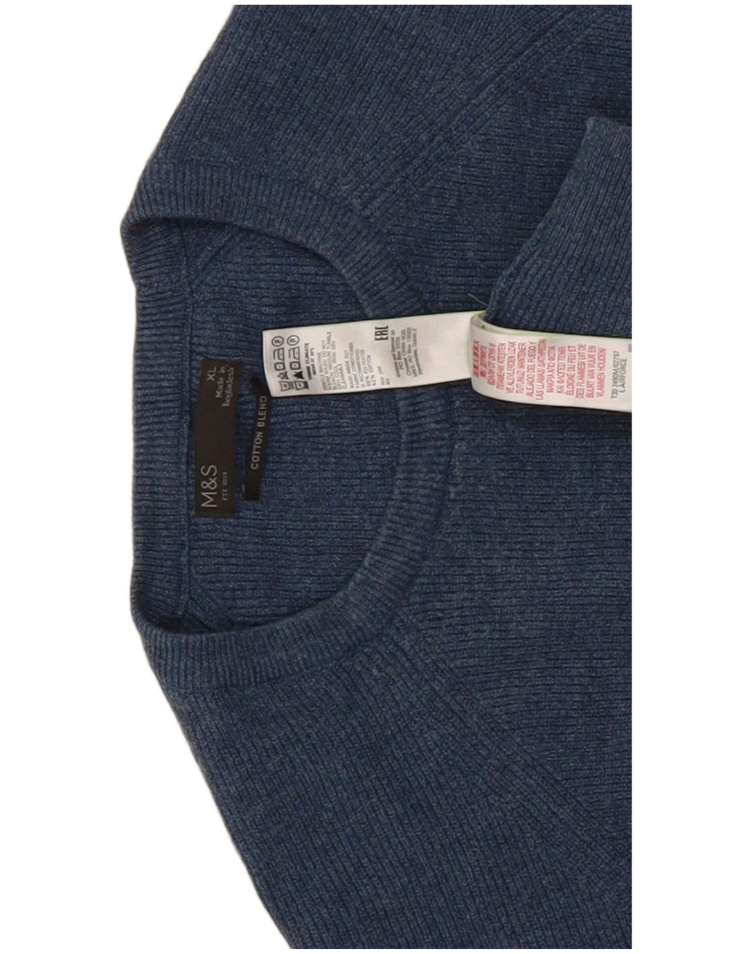 Pulover pentru bărbați Marks & Spencer, cu gât crew, XL, poliester albastru