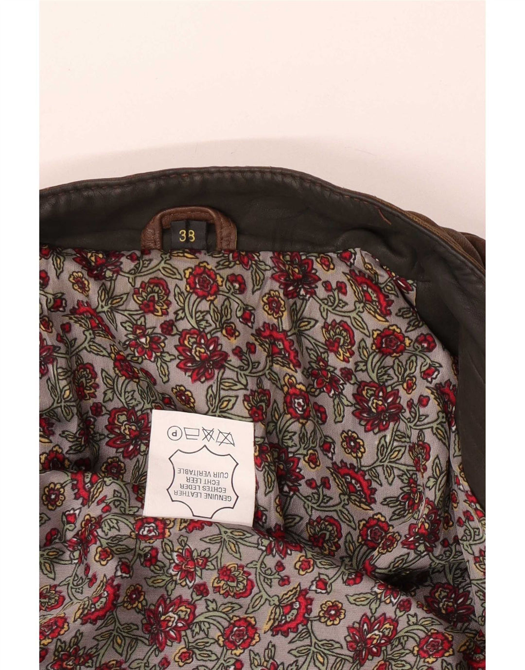 Jachetă vintage pentru femei cu 1 nasture EU 38 Maro mediu Colorblock