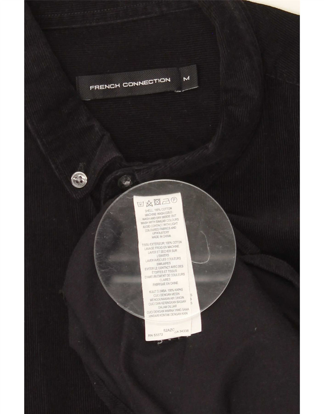 French Connection Mens Corduroy Shirt Medium Black Cotton