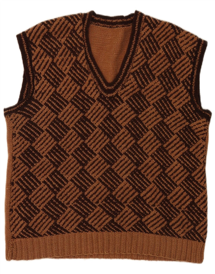 Vestă Vintage pentru bărbați Tank Top Medium Brown Check