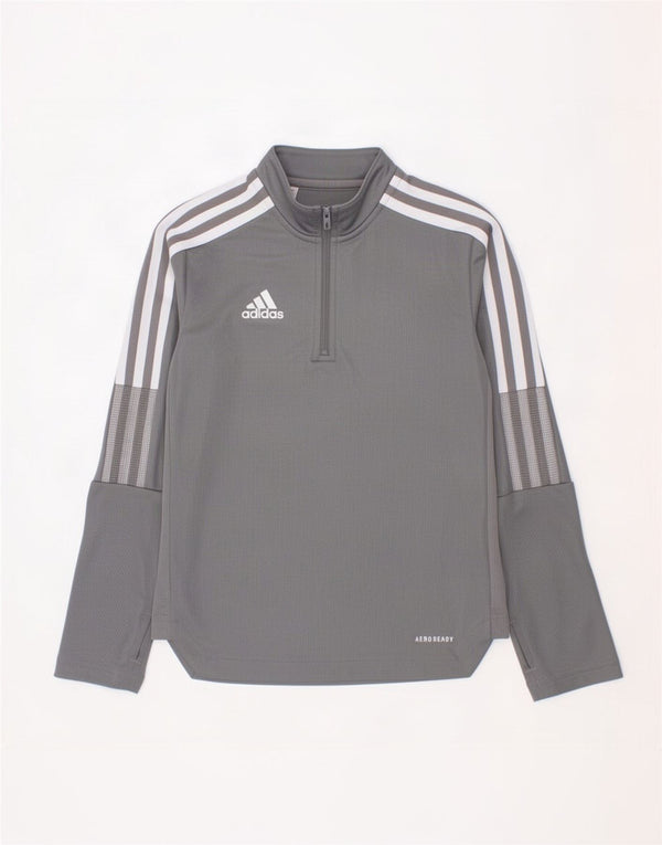 Adidas Boys Aeroready Zip Neck Pullover Trening Top 7-8 Ani Gri