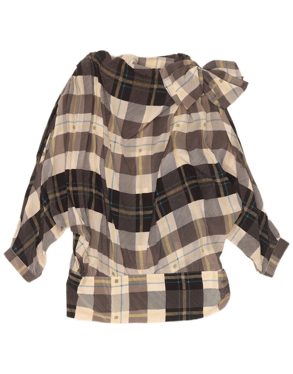 Bluză supradimensionată pentru femei Vintage Top IT 42 Medium Multicolor Check Silk