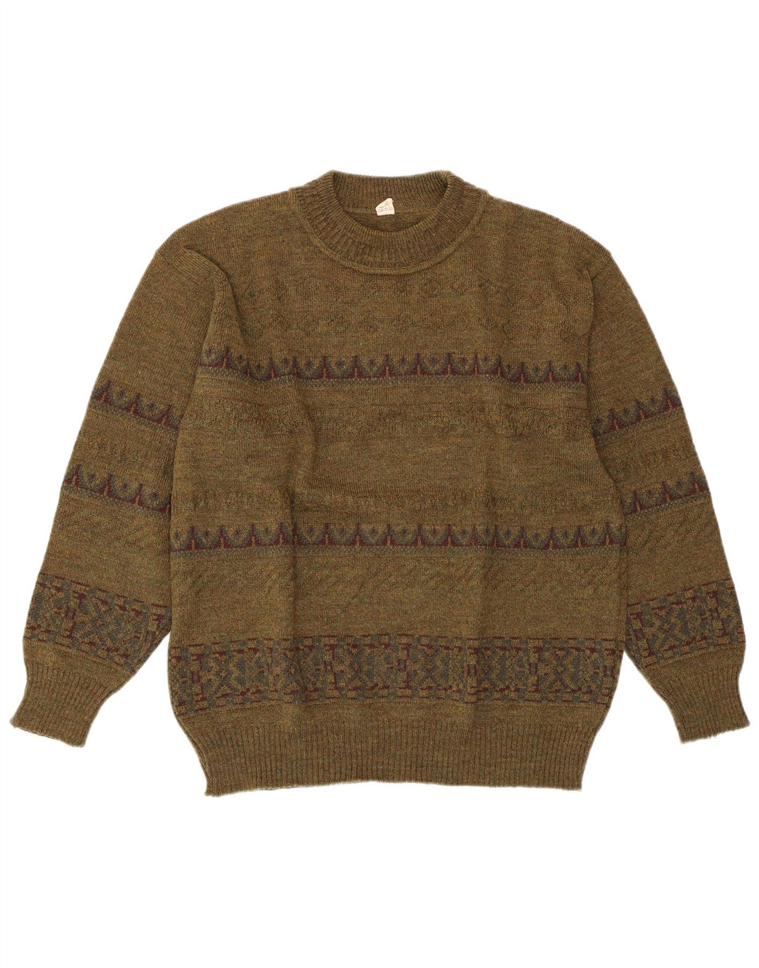 Pulover VINTAGE pentru damă cu gât roșu IT 52 2XL verde geometric