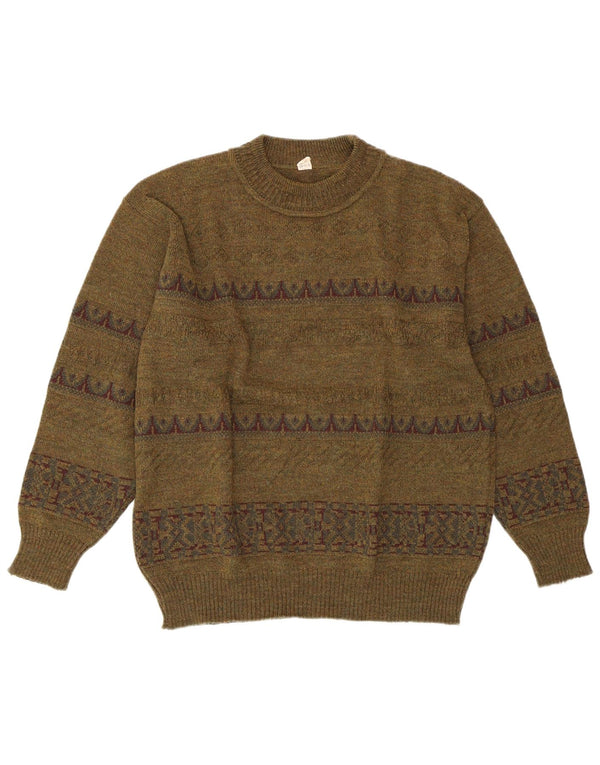 Pulover VINTAGE pentru damă cu gât roșu IT 52 2XL verde geometric