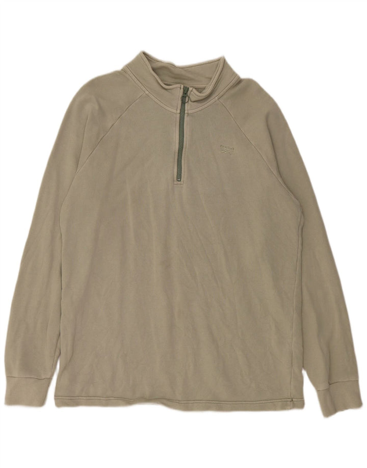 Hanorac pentru bărbați REEBOK, cu fermoar, cu gât, din bumbac mare, kaki