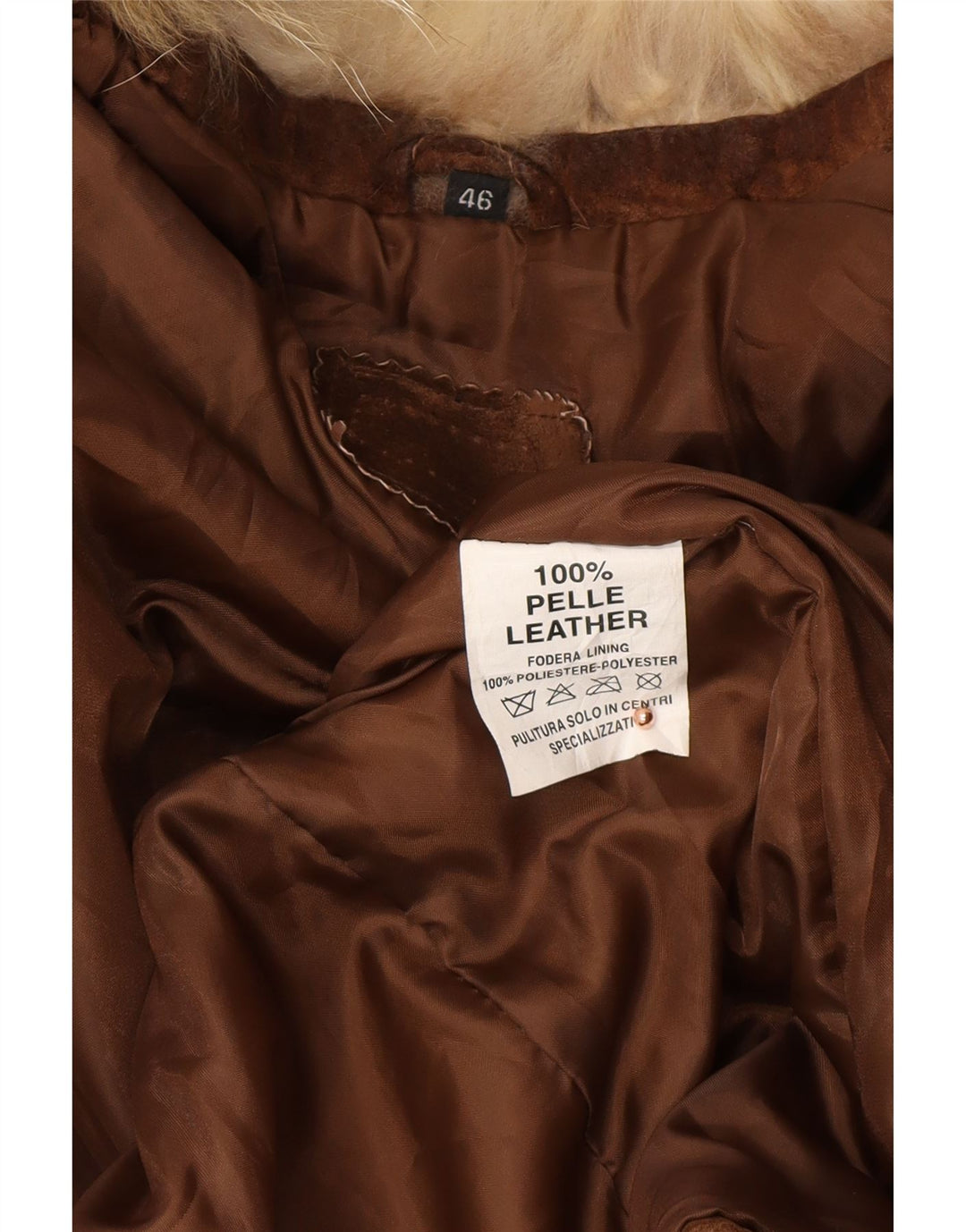 Jachetă de căprioară deschisă pentru femei VINTAGE IT 46 din piele maro mare