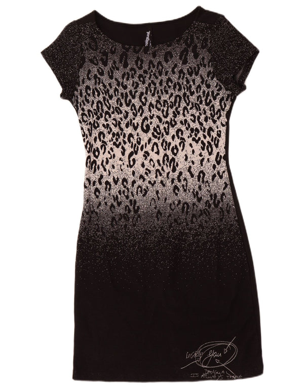 Rochie cu teacă cu grafică Desigual pentru femei UK 10, cu imprimeu animal mic, negru