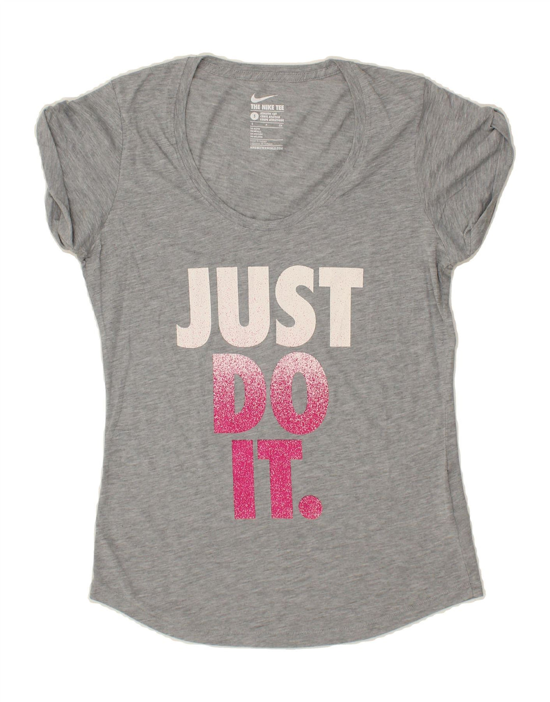 NIKE Womens Athletic Cut Oversized Graphic T-Shirt Top UK 10 Small Grey Vintage Nike and Second-Hand Nike from Messina Hembry 