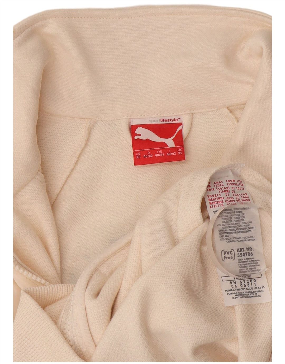 Jachetă de top cu trening grafic Puma pentru femei UK 6 XS poliester alb
