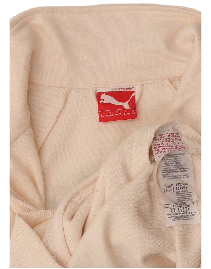 Jachetă de top cu trening grafic Puma pentru femei UK 6 XS poliester alb