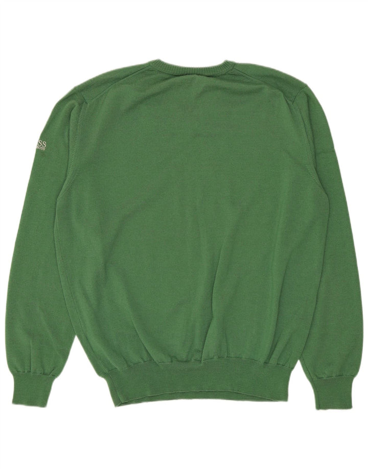 HUGO BOSS Pulover cu decolteu în V pentru bărbați, verde mare