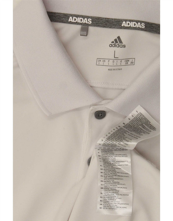 Tricou polo pentru bărbați Adidas, mare, alb, din poliester