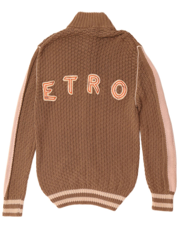 Pulover cardigan pentru femei Etro UK 14, maro mediu, bumbac color bloc