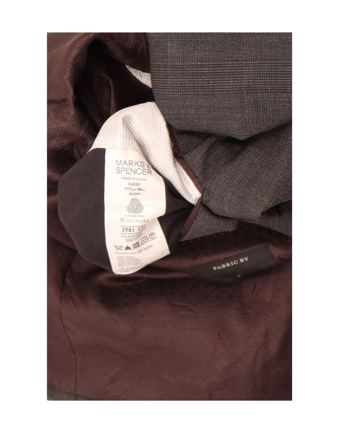 Jachetă pentru bărbați Marks & Spencer, cu 2 nasturi, UK 46 XL, lână cu carouri gri