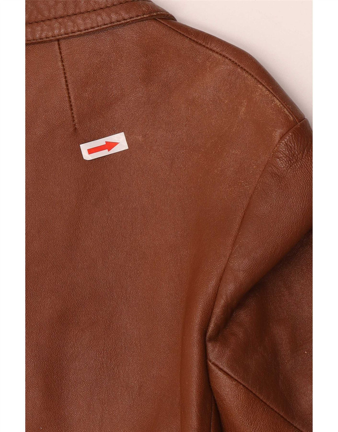 Jachetă de piele vintage pentru femei cu 3 nasturi UK 8 mic maro