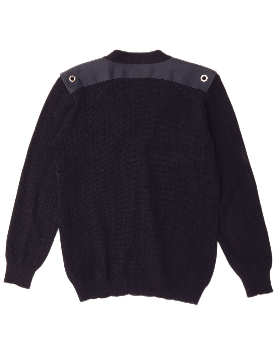 Pulover Cardigan Vintage pentru bărbați Lână bloc de culoare albastru bleumarin mediu