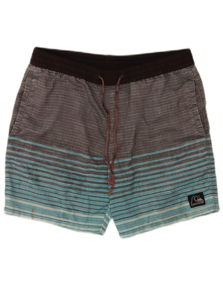 Pantaloni scurți de înot Quiksilver pentru bărbați mici W29 L7 poliester cu dungi gri