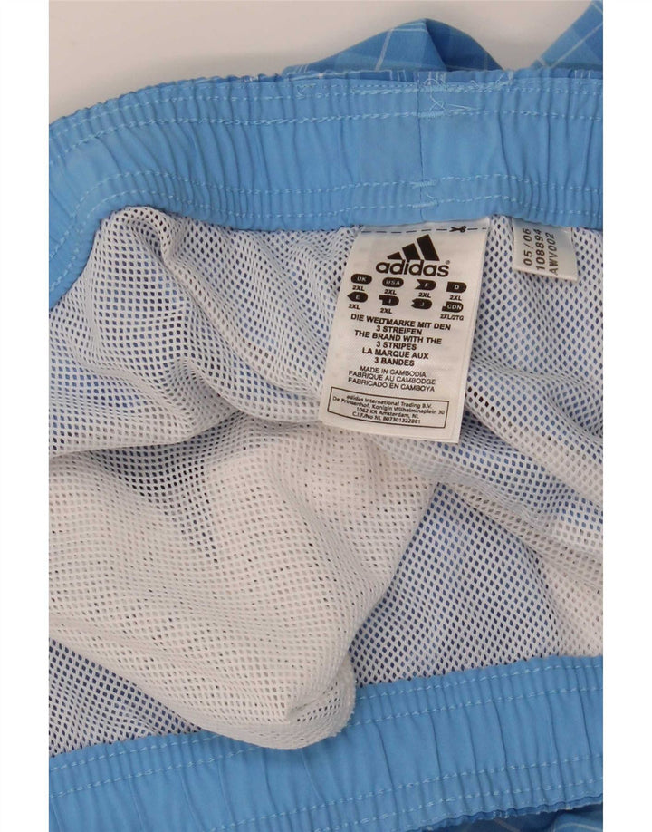 Pantaloni scurți de înot Adidas pentru bărbați 2XL, poliester cu check albastru