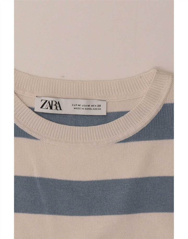Top Vest Crop pentru Damă Zara UK 12 Medium Blue Striped