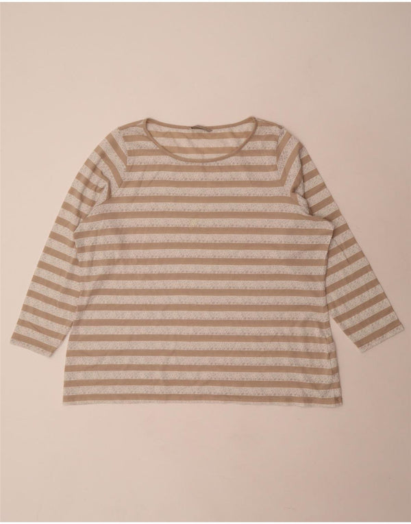 Marks & Spencer Top pentru femei cu mânecă lungă UK 24 4XL Bej, viscoză cu dungi