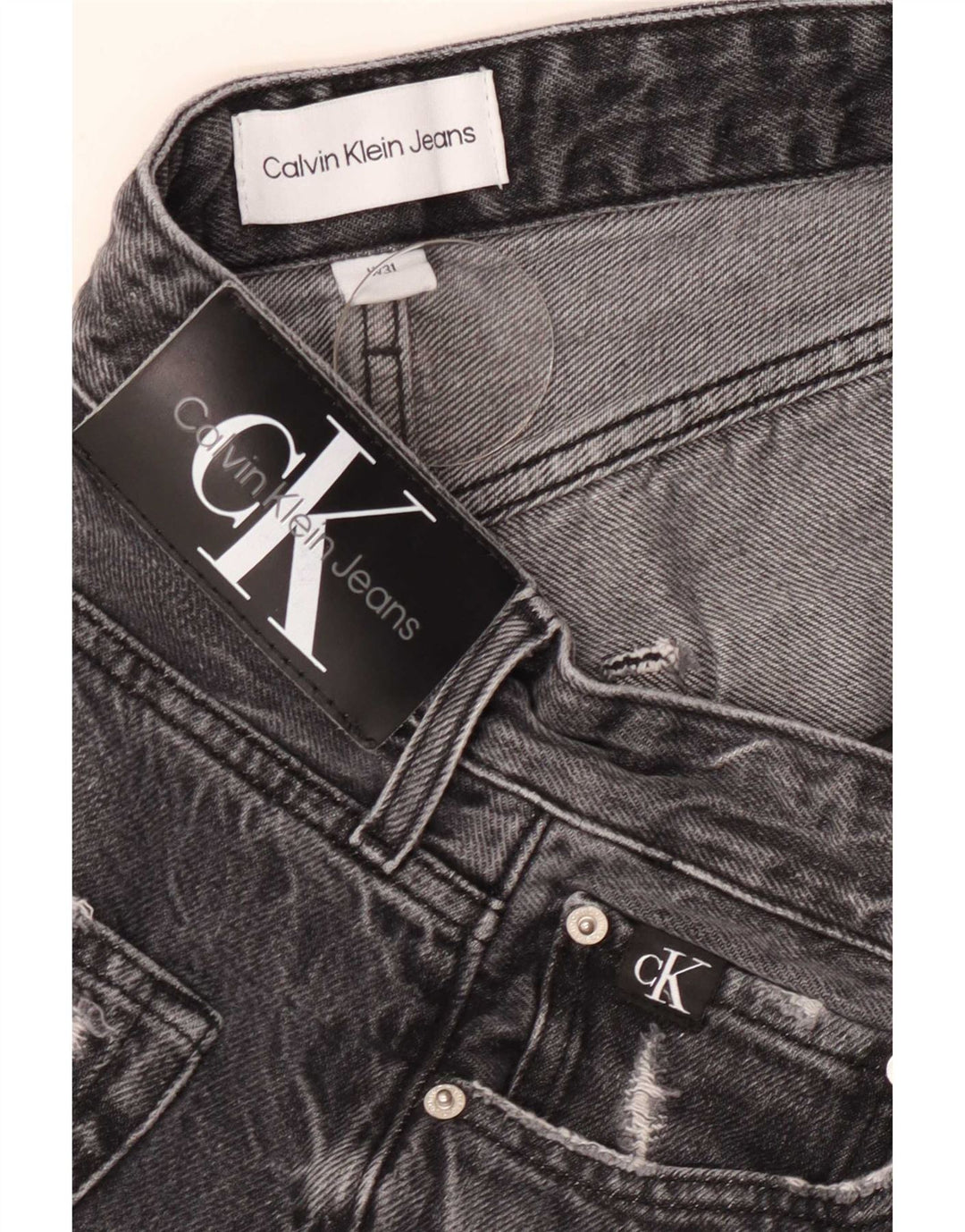 Blugi slim pentru bărbați Calvin Klein Distressed W31 L27 gri