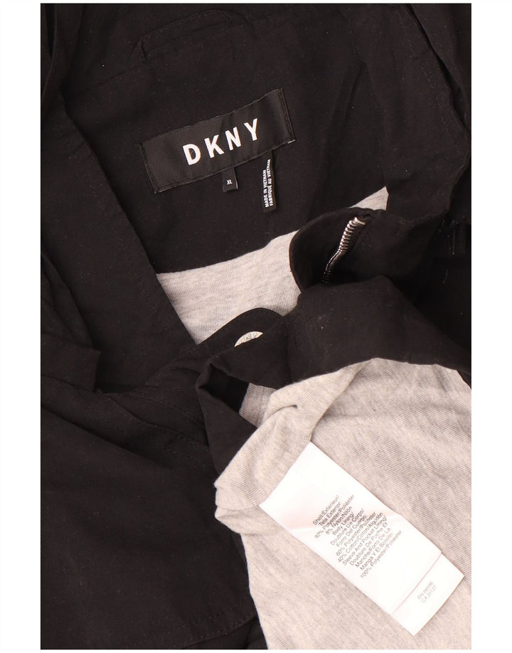 Dkny haină de ploaie cu glugă pentru femei UK 18 XL poliester negru