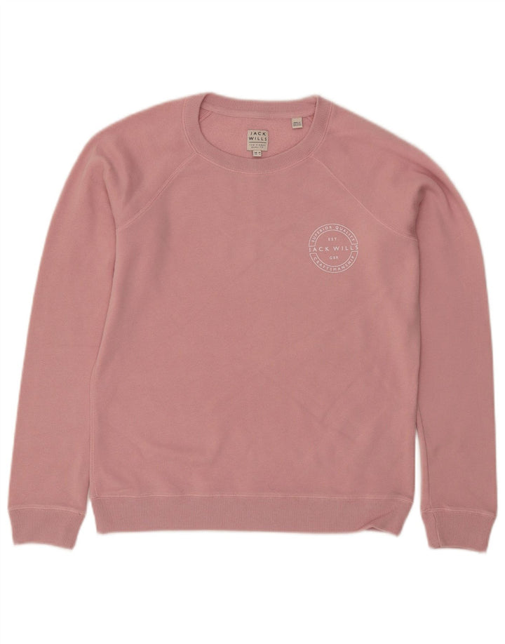 JACK WILLS Pulover supradimensionat pentru femei UK 10 Bumbac roz mic