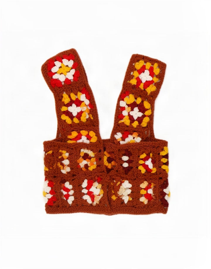 Crop top fără mâneci vintage pentru femei UK 10 mic multicolor geometric