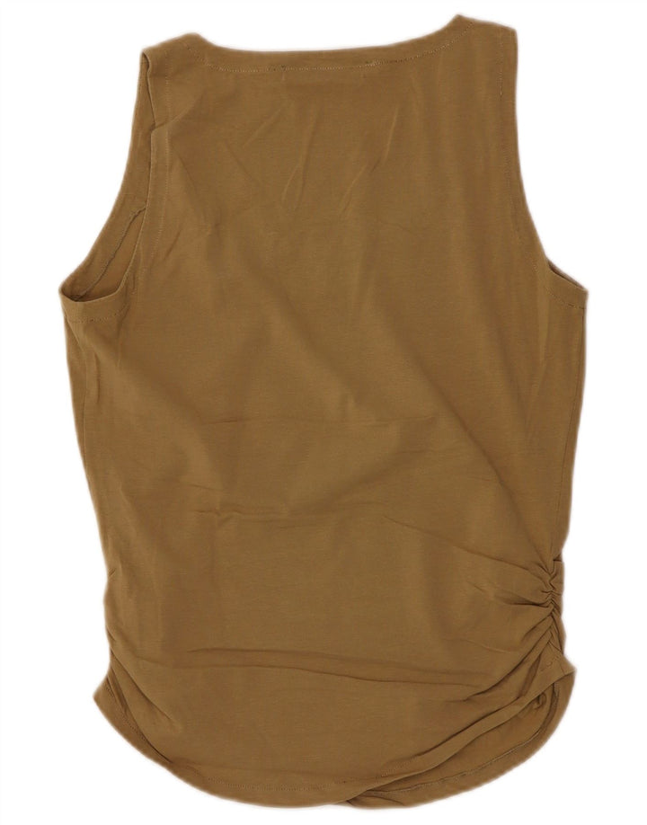 Max Mara Femei Fără mâneci Vest Vest Top UK 12 Medium Bej Bumbac