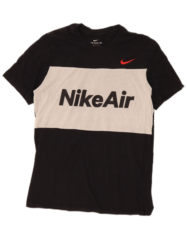 Tricou grafic Nike pentru bărbați Top mediu negru din bumbac color bloc